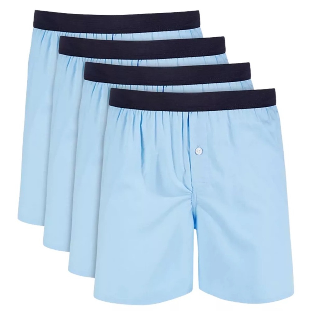 Club Room Men Blue Woven Cotton Tagless 4-Pack Underwear Boxer Size M